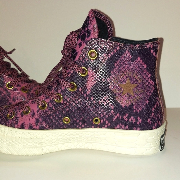 Converse Chuck Taylor Snake Print Leather High Top Sneakers - Picture 6 of 8